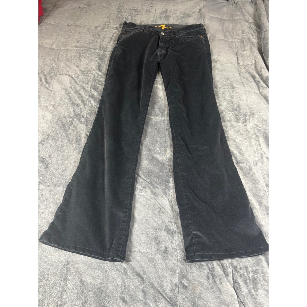 7 For All Mankind Black Velvet Flare Pants Mid Rise Size 27 U075128U-128U